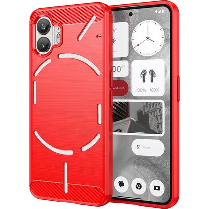 Mobigear Brushed Slim Nothing Phone (2) Hoesje Flexibel TPU Backcover - Rood