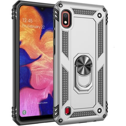 Mobigear Armor Ring Samsung Galaxy A10 Hoesje Hardcase Backcover Shockproof met Ringhouder - Zilver