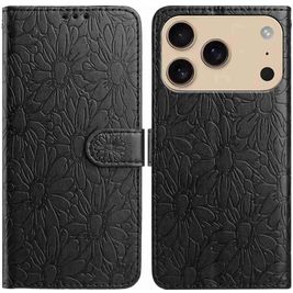 Mobigear Flowers iPhone 17 Pro Hoesje Bookcase Portemonnee - Zwart