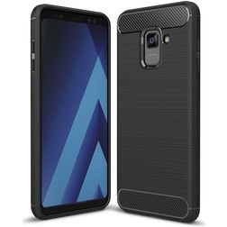 Mobigear Brushed Slim Samsung Galaxy A8 (2018) Hoesje Flexibel TPU Backcover - Zwart
