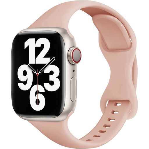 Mobigear Sport Slim Siliconen Apple Watch Bandje Druksluiting - 42/41/40/38 mm - Pastelroze