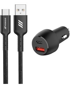 Mobigear Essentials Dual USB / USB-C Autolader USB-C 1 Meter Power Delivery 48W - Zwart