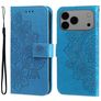 Mobigear Flowers iPhone 17 Pro Max Hoesje Bookcase Portemonnee - Blauw