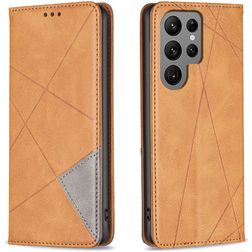 Mobigear Rhombus Slim Samsung Galaxy S25 Ultra Hoesje Bookcase - Cognac