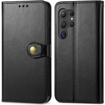 Mobigear Snap Button Samsung Galaxy S25 Plus Hoesje Bookcase Portemonnee - Zwart