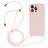 Mobigear Lanyard iPhone 15 Pro Max Siliconen Hoesje met koord - Sand Pink