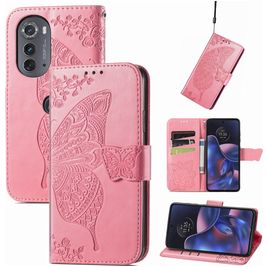 Mobigear Butterfly Motorola Edge (2022) Hoesje Bookcase Portemonnee - Roze