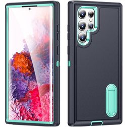 Mobigear Rugged Stand Samsung Galaxy S23 Ultra Hoesje Hardcase Backcover Shockproof met Standaard - Donkerblauw