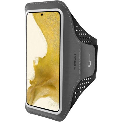 Mobiparts Comfort Fit Telefoonhouder Hardlopen Samsung Galaxy S22 Plus Sport Hoesje Neopreen Sportarmband - Zwart
