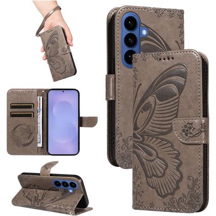 Mobigear Butterfly Samsung Galaxy S26 Plus Hoesje Bookcase Portemonnee - Grijs