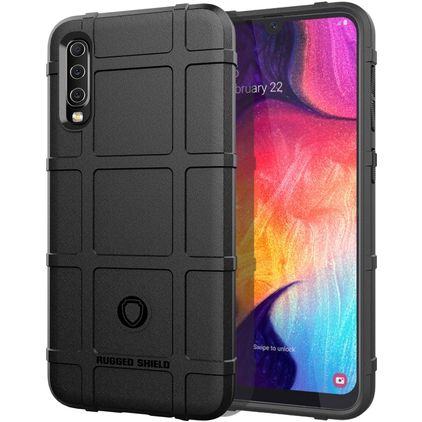 Mobigear Rugged Shield Samsung Galaxy A50 Hoesje Flexibel TPU Backcover Shockproof - Zwart