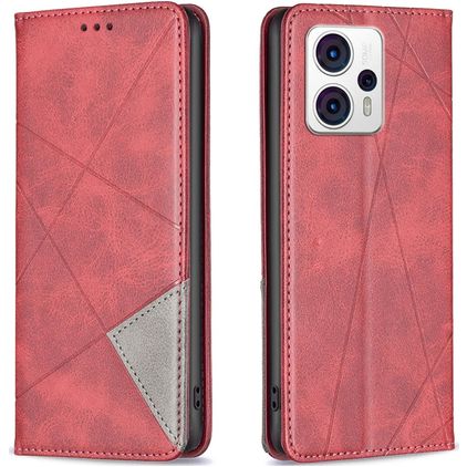 Mobigear Rhombus Slim Motorola Moto G23 Hoesje Bookcase - Rood