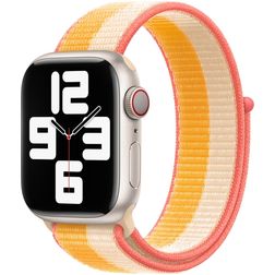 Mobigear Woven Nylon Apple Watch Bandje Klittenbandsluiting - 42/41/40/38 mm - Geel / Beige