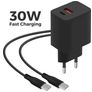 Mobiparts Wall Charger Dual USB / USB-C USB-C 1 Meter Power Delivery 30W 3A - Zwart