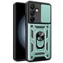 Mobigear Armor Ring Cam Slide Samsung Galaxy S24 FE Hoesje Hardcase Backcover Shockproof met Ringhouder en Camera Slider - Groen