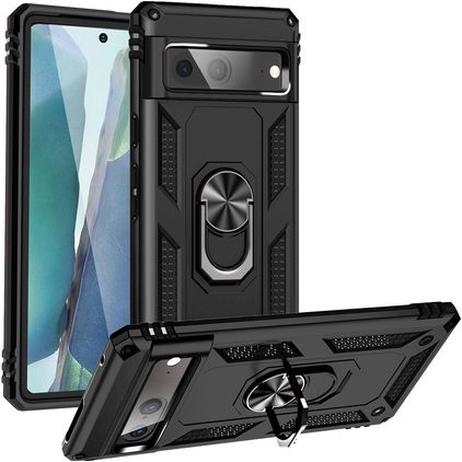 Mobigear Armor Ring Google Pixel 7 Hoesje Hardcase Backcover Shockproof met Ringhouder - Zwart
