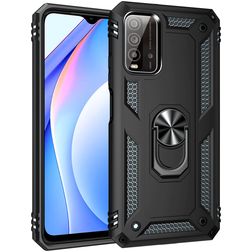 Mobigear Armor Ring Xiaomi Redmi 9T Hoesje Hardcase Backcover Shockproof met Ringhouder - Zwart