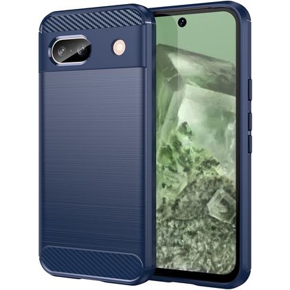 Mobigear Brushed Slim Google Pixel 8a Hoesje Flexibel TPU Backcover - Blauw