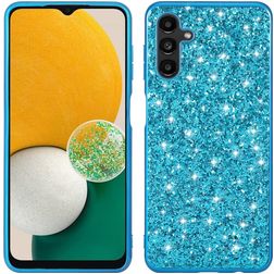 Mobigear Glitter Samsung Galaxy A54 Hoesje Hardcase Backcover - Blauw
