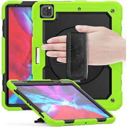 Mobigear SureGrip Xtreme iPad Air 13 Inch (2024) Hoes Hard Kunststof,Siliconen Backcover + Stylus Houder + Schouderband + Standaard - Groen