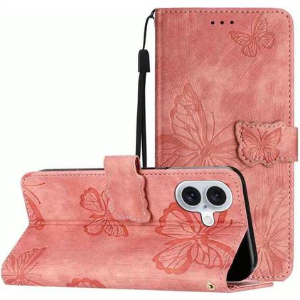 Mobigear Butterfly iPhone 17 Hoesje Bookcase Portemonnee - Roze