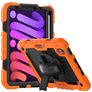 Mobigear SureGrip Xtreme iPad Mini 6 (2021) Hoes Hard Kunststof,Siliconen Backcover + Stylus Houder + Schouderband + Standaard - Zwart / Oranje