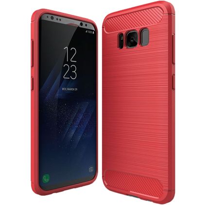 Mobigear Brushed Slim Samsung Galaxy S8 Hoesje Flexibel TPU Backcover - Rood