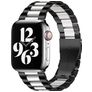Mobigear Antwerp Stalen Apple Watch Bandje Vouwsluiting - 42/41/40/38 mm - Zwart / Wit