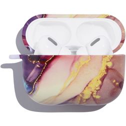 Mobigear Marble Apple AirPods Pro 1 Hardcase Hoesje - Goud / Paars