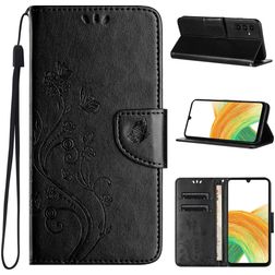 Mobigear Flowers Samsung Galaxy A55 Hoesje Bookcase Portemonnee - Zwart