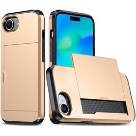 Mobigear Card iPhone 16e Hoesje Hardcase Backcover Shockproof met Pasjeshouder - Goud