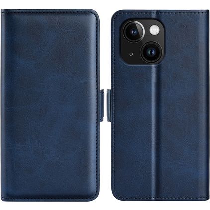 Mobigear Slim Magnet iPhone 15 Plus Hoesje Bookcase Portemonnee - Donkerblauw