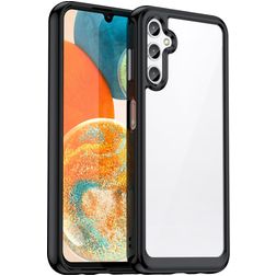 Mobigear Crystal Samsung Galaxy A54 Hoesje Hardcase Backcover - Transparant / Zwart