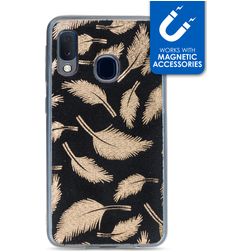 My Style Magneta Samsung Galaxy A20e Hoesje Flexibel TPU Backcover - Golden Feathers