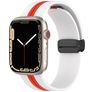 Mobigear Stripe Mag Siliconen Apple Watch Bandje Magneetsluiting - 42/41/40/38 mm - Wit / Rood