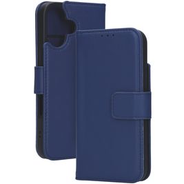 Mobiparts Wallet iPhone 16 MagSafe Hoesje Echt Leer Bookcase Portemonnee - Blauw