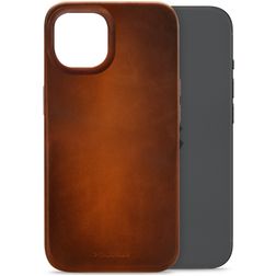 Mobilize Premium iPhone 15 MagSafe Hoesje Echt Leer Backcover - Burned Cognac