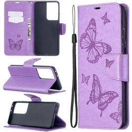 Mobigear Butterfly Samsung Galaxy S21 Ultra Hoesje Bookcase Portemonnee - Paars