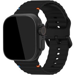 Mobilize Buckle Siliconen Apple Watch Bandje Gespsluiting - 49/46/45/44 mm - Zwart