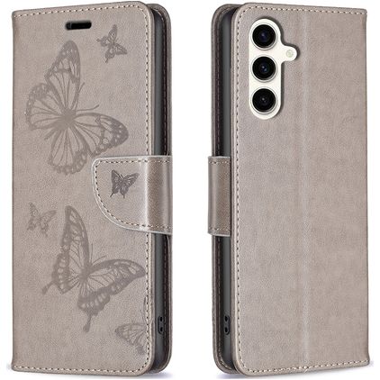 Mobigear Butterfly Samsung Galaxy S23 FE Hoesje Bookcase Portemonnee - Grijs