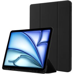 Mobigear Tri-Fold Gel iPad Air 11 Inch (2025) Hoes TPU,Kunstleer Bookcase + Stylus Houder - Zwart