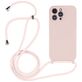 Mobigear Lanyard iPhone 14 Pro Max Siliconen Hoesje met koord - Sand Pink