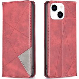 Mobigear Rhombus Slim iPhone 15 Hoesje Bookcase - Rood