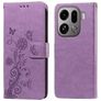 Mobigear Flowers OPPO Find X9 Pro Hoesje Bookcase Portemonnee - Paars