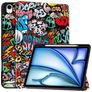 Mobigear Tri-Fold iPad Air 13 Inch (2026) Hoes Bookcase + Stylus Houder - Graffiti
