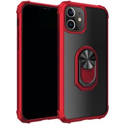 Mobigear Armor Ring iPhone 12 Pro Max Hoesje Hardcase Backcover Shockproof met Ringhouder - Rood