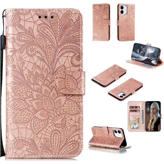 Mobigear Flower Leather Wallet Case Rose Gold Apple iPhone 12 Mini