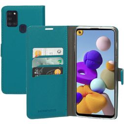 Mobiparts Saffiano Wallet Samsung Galaxy A21s Hoesje Bookcase Portemonnee - Turquoise