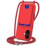 Mobigear Lanyard Card iPhone 17 Siliconen Hoesje met koord en Pasjeshouder - Rood
