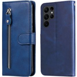 Mobigear Zipper Samsung Galaxy S23 Ultra Hoesje Bookcase Portemonnee - Blauw Mobigear Zipper Samsung Galaxy S23 Ultra Hoesje Bookcase Portemonnee - Blauw
